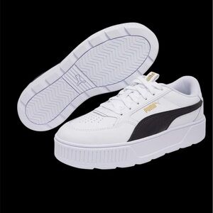 PUMA White Platform Sneakers with Black Formstrip